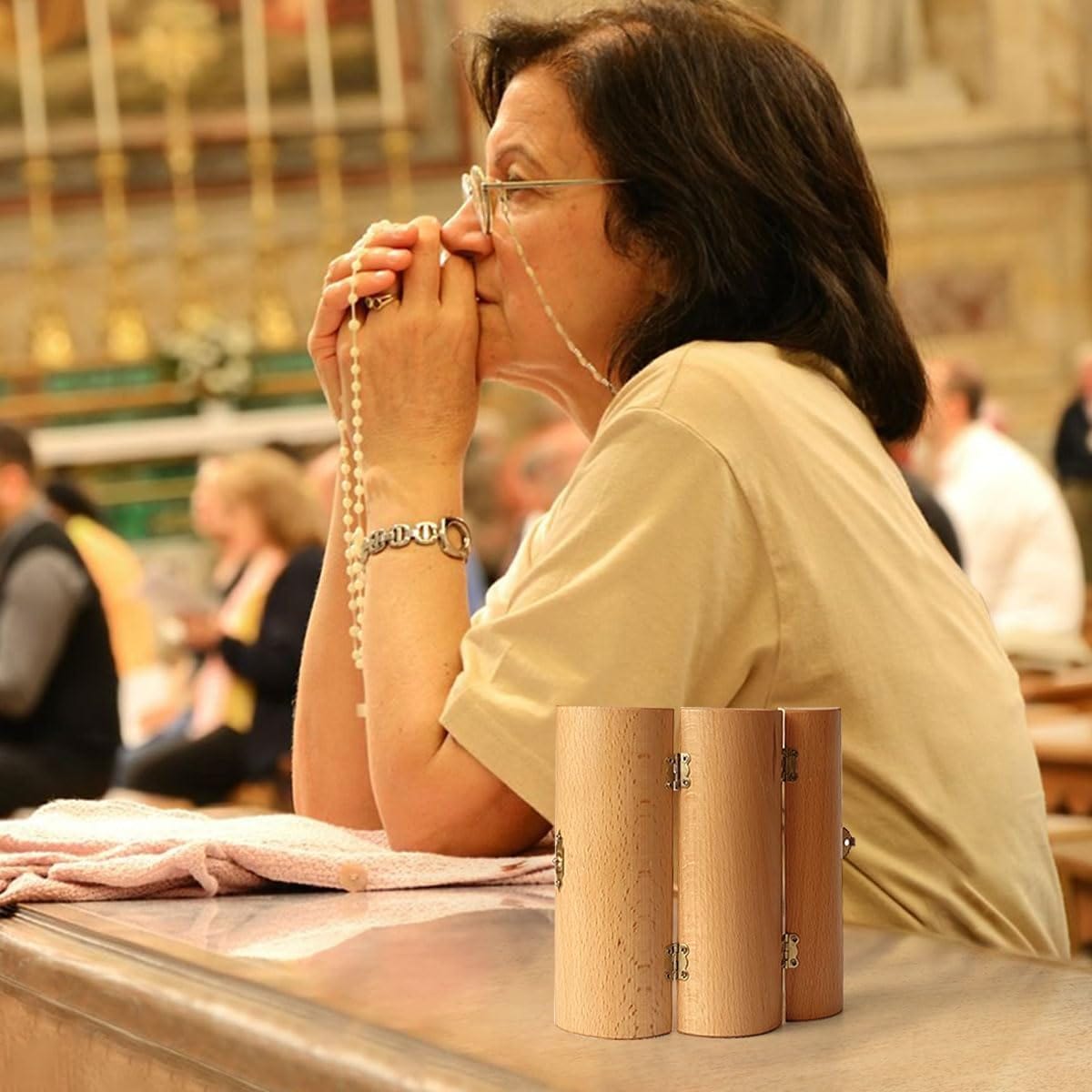 The Serenity Prayer - Openable Wooden Cylinder Sculpture of Jesus Christ