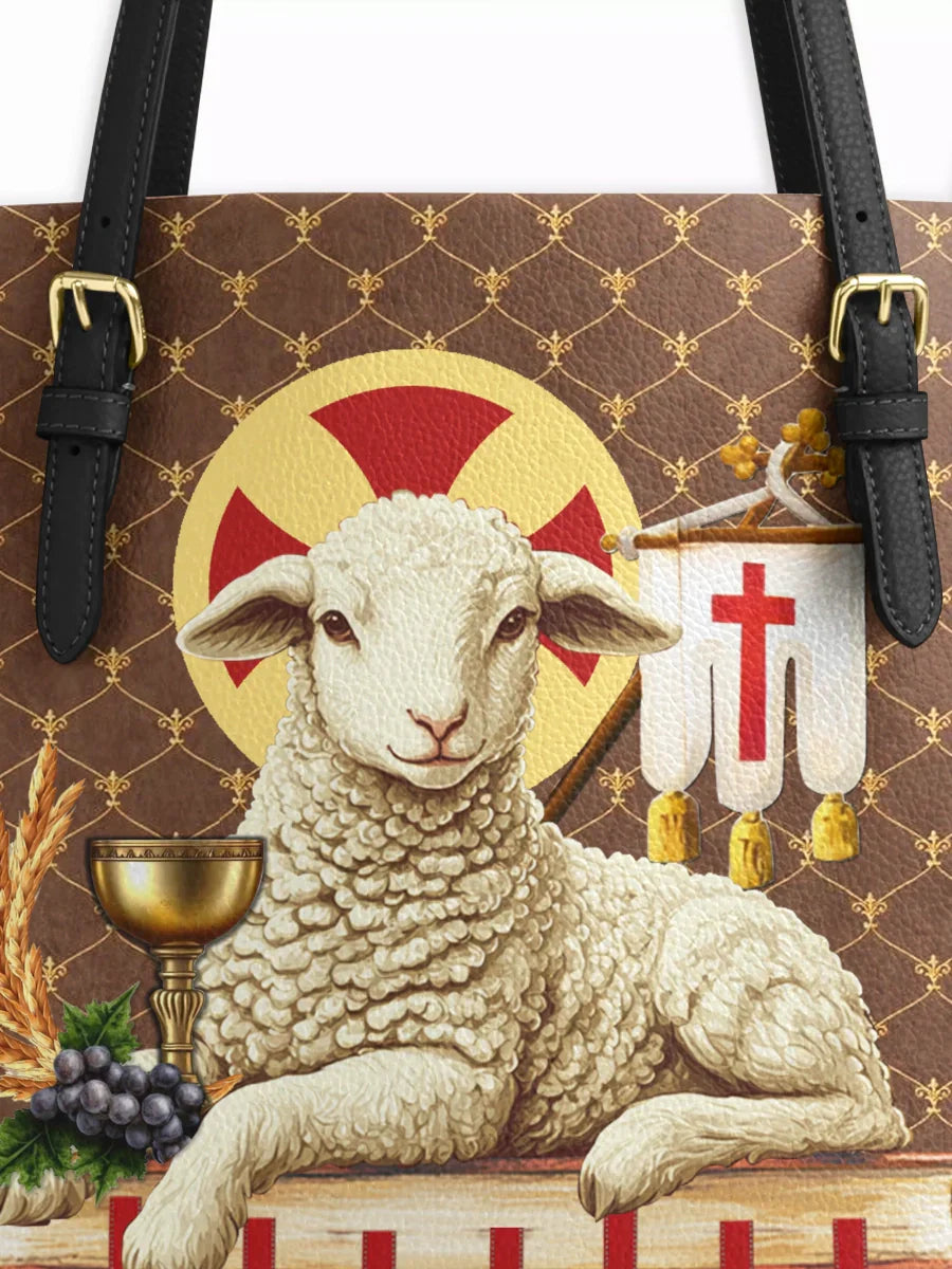 Divina Agnus Dei Leather Tote Bag