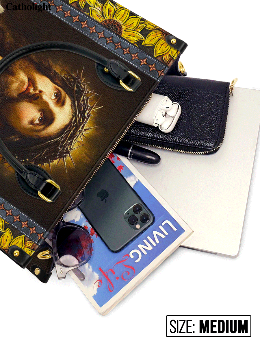 Divina  Crown of Thorns and Sunflower Grace Leather Bag