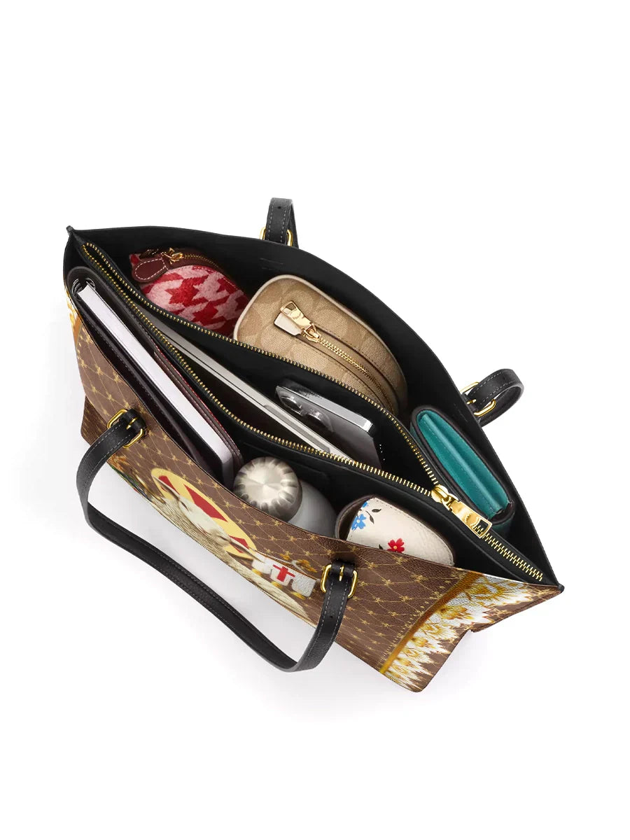 Divina Agnus Dei Leather Tote Bag