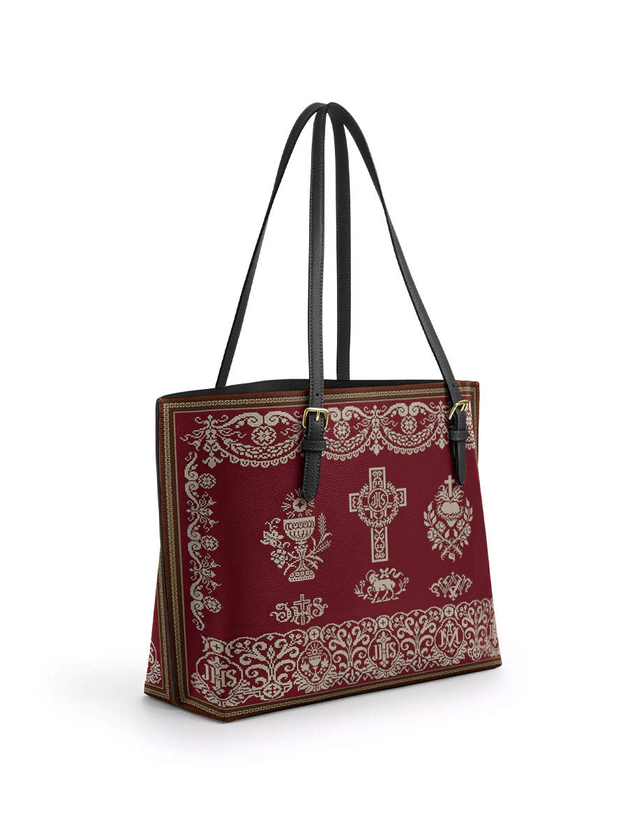 Divina Liturgical Elegance Leather Tote Bag