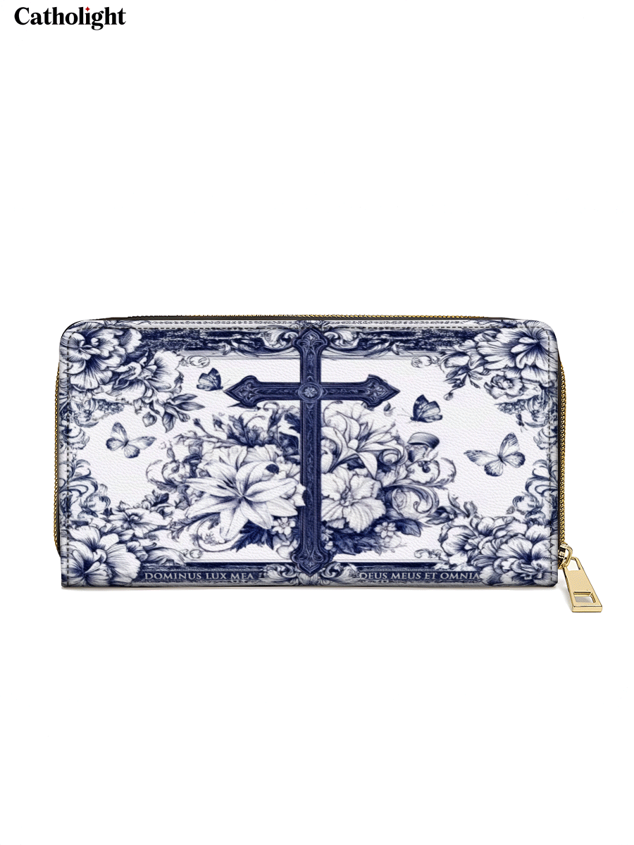 Divina The Cross Amidst Blooming Faith - Leather Wallet Purse