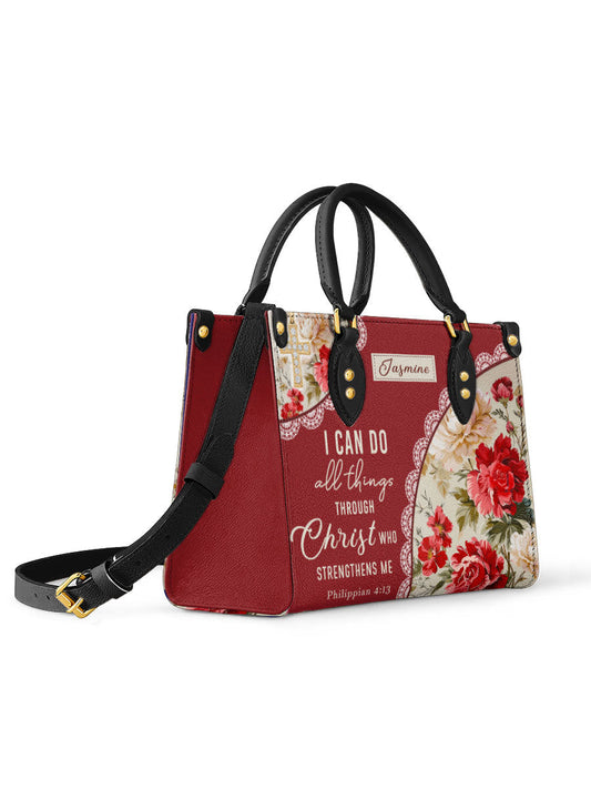 Divina  Blooming With Faith Personalized Leather Bag