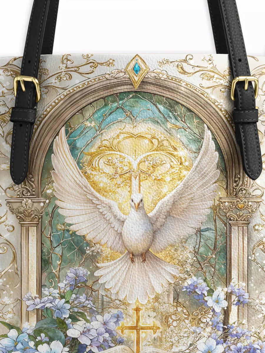 Divina  Sanctuary of the Holy Spirit  Leather Tote Bag