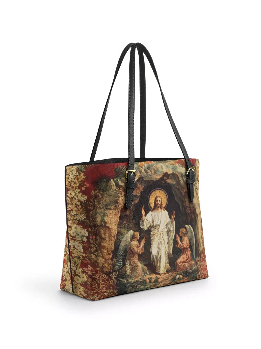 Divina In God We Trust Leather Tote Bag