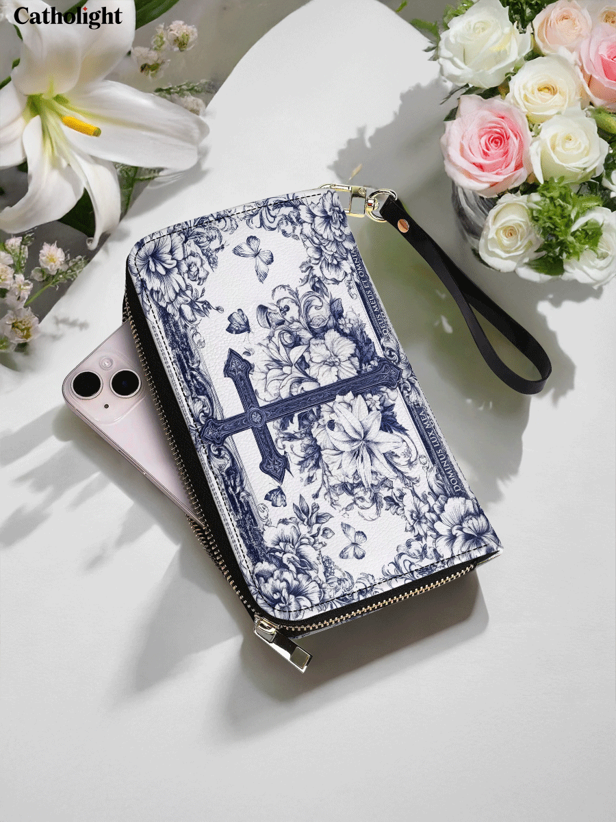 Divina The Cross Amidst Blooming Faith - Leather Wallet Purse