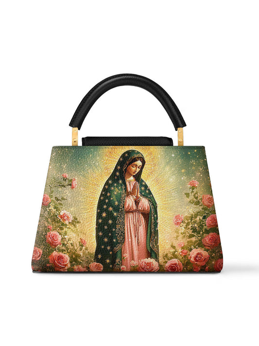 Divina Roses of Guadalupe Leather Satchel Bag