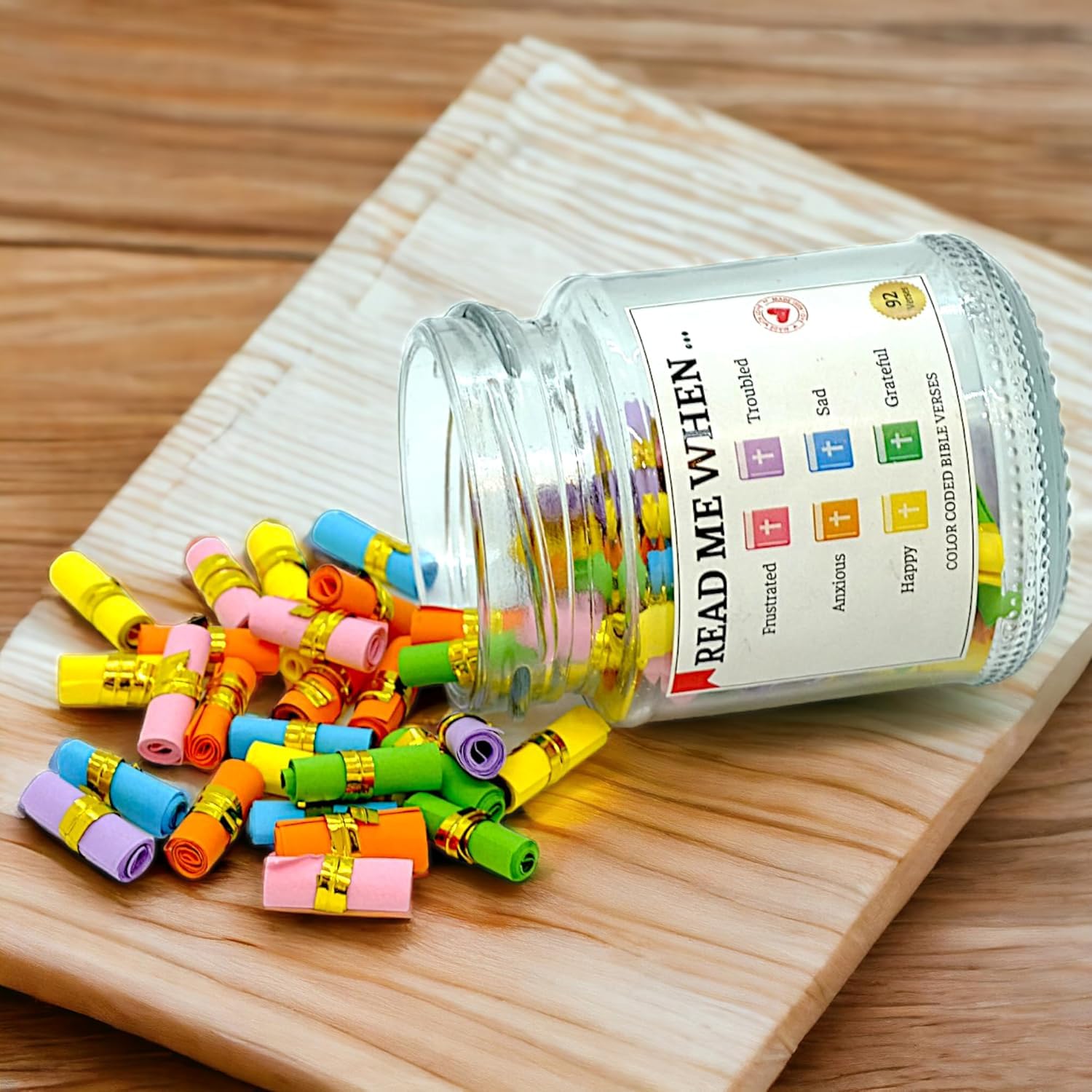 Hand Rolled 90 Day Bible Verses Jar (Comes With Christian Gift Box) (GIFTING OFFER)