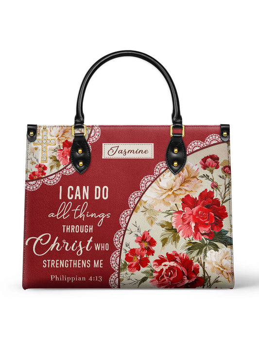 Divina  Blooming With Faith Personalized Leather Bag