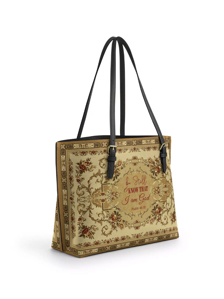 Divina Psalm of Peace Leather Tote Bag