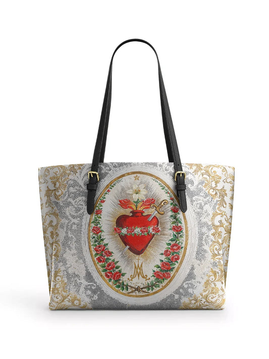 Divina Immaculate Heart of Mary Elegance Leather Tote Bag