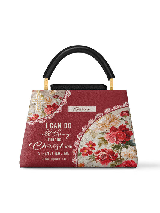 Divina Blooming With Faith Personalized Leather Satchel Bag