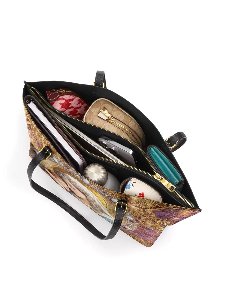Divina Divine Madonna And Child Leather Tote Bags