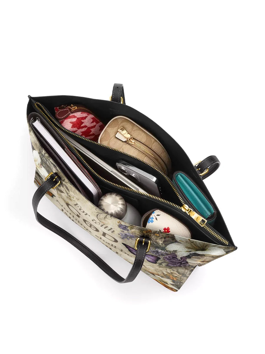 Divina Faithful Blossom Leather Tote Bag