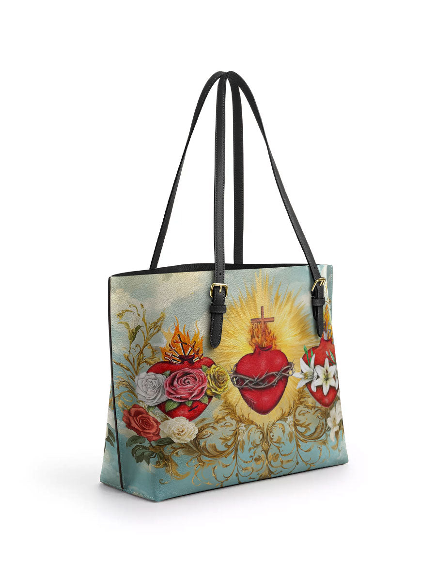 Divina Trinity of Love Leather Tote Bag