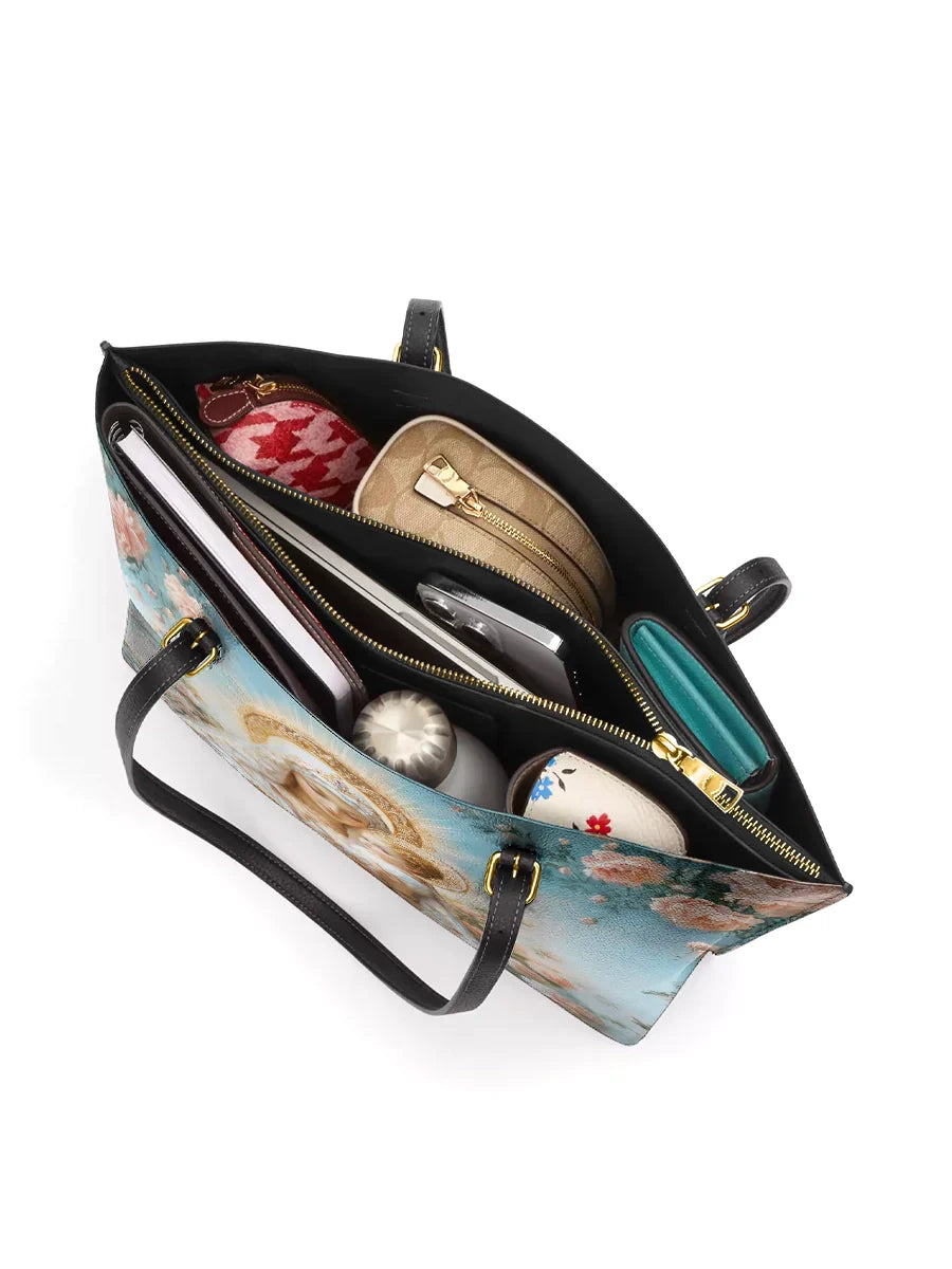 Divina  Celestial Love Keeper  Leather Tote Bag