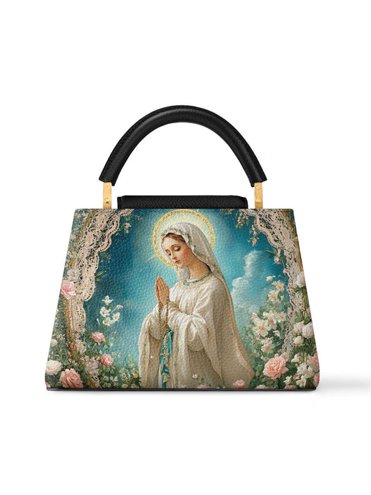 Divina Lady Of Lourdes Leather Satchel Bag