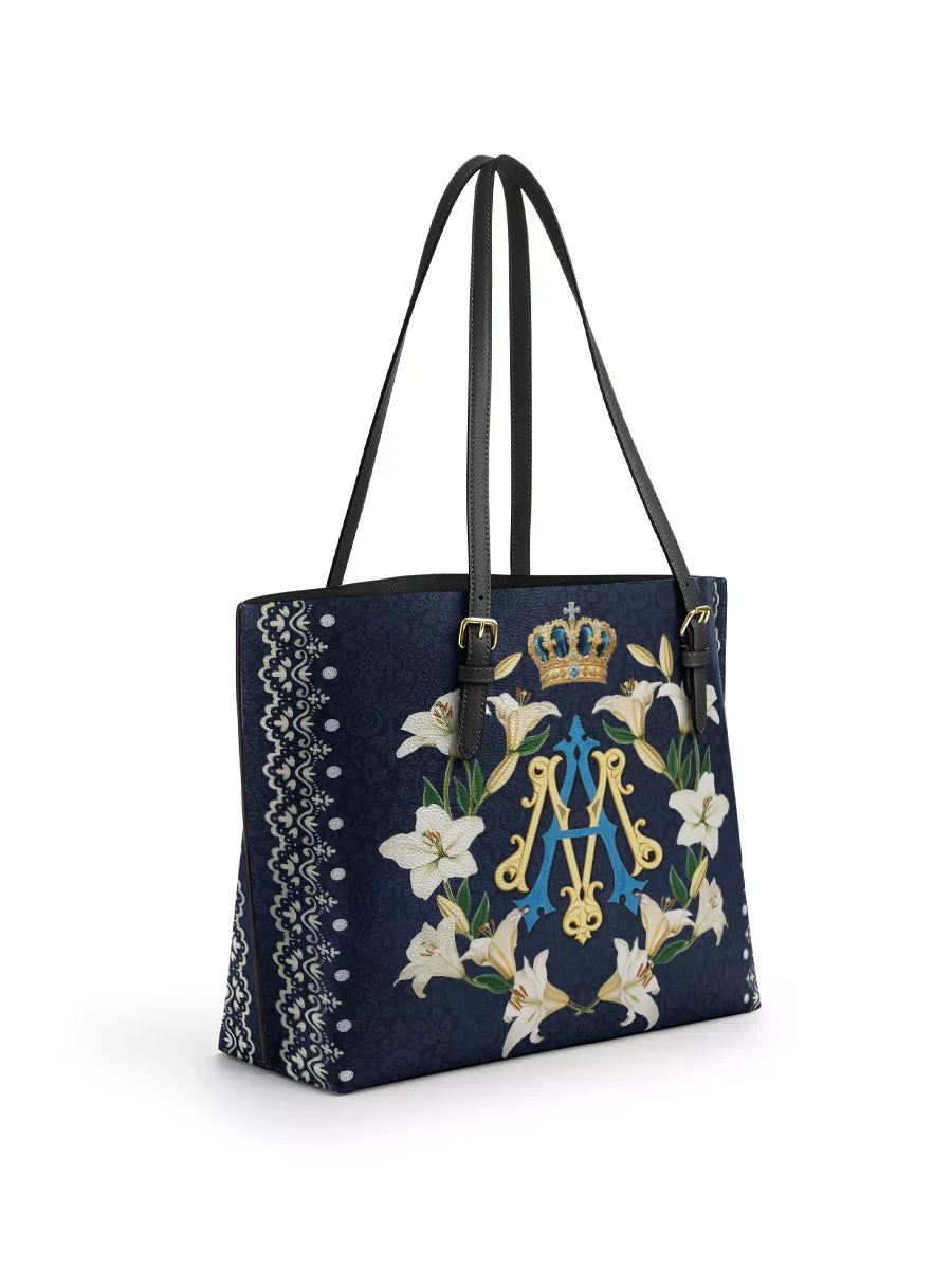Divina Crown Of Grace Leather Tote Bag