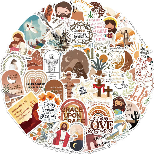 50 Bible Religious Cartoon Graffiti Stickers