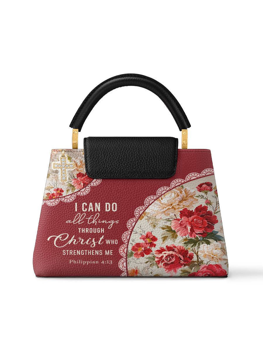 Divina Blooming With Faith Personalized Leather Satchel Bag