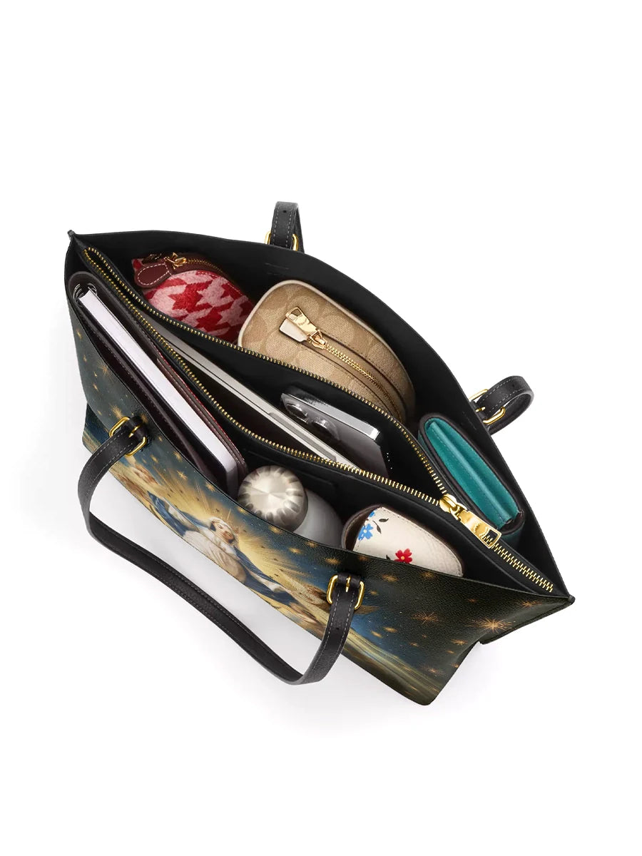 Divina The Queen of Heaven Leather Tote Bag