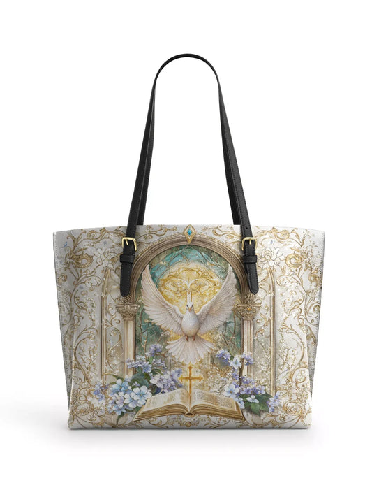 Divina  Sanctuary of the Holy Spirit  Leather Tote Bag