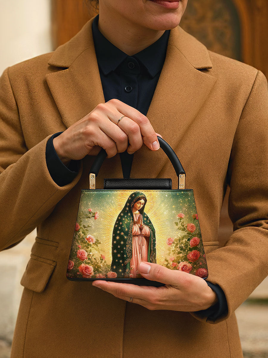 Divina Roses of Guadalupe Leather Satchel Bag