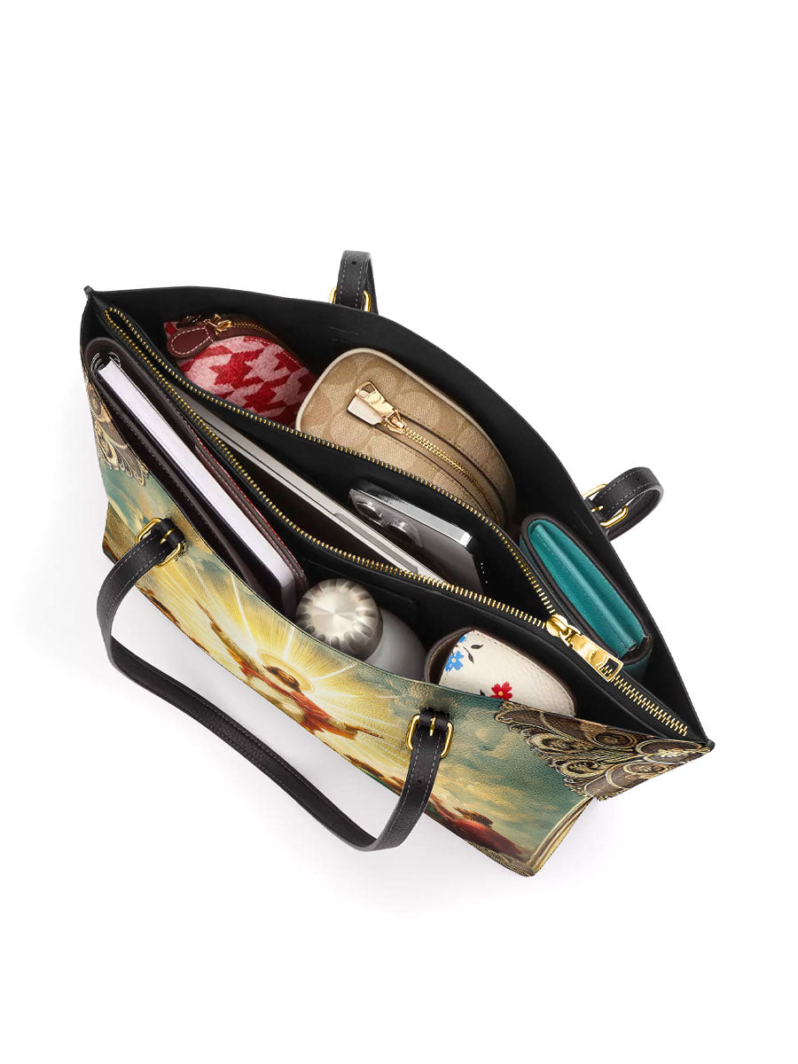 Divina The Glorious Ascension Leather Tote Bag