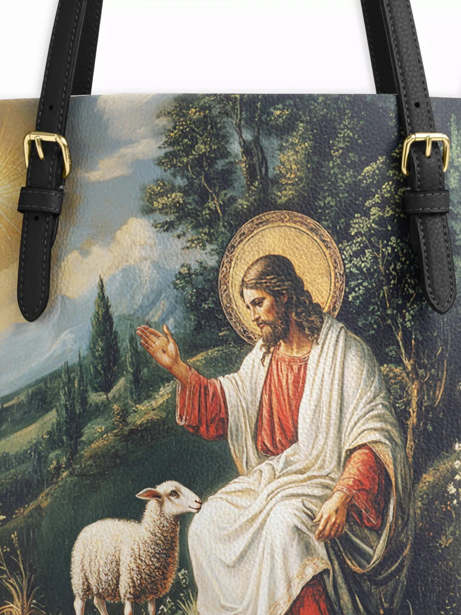 Divina The Divine Shepherd's Grace Leather Tote Bag
