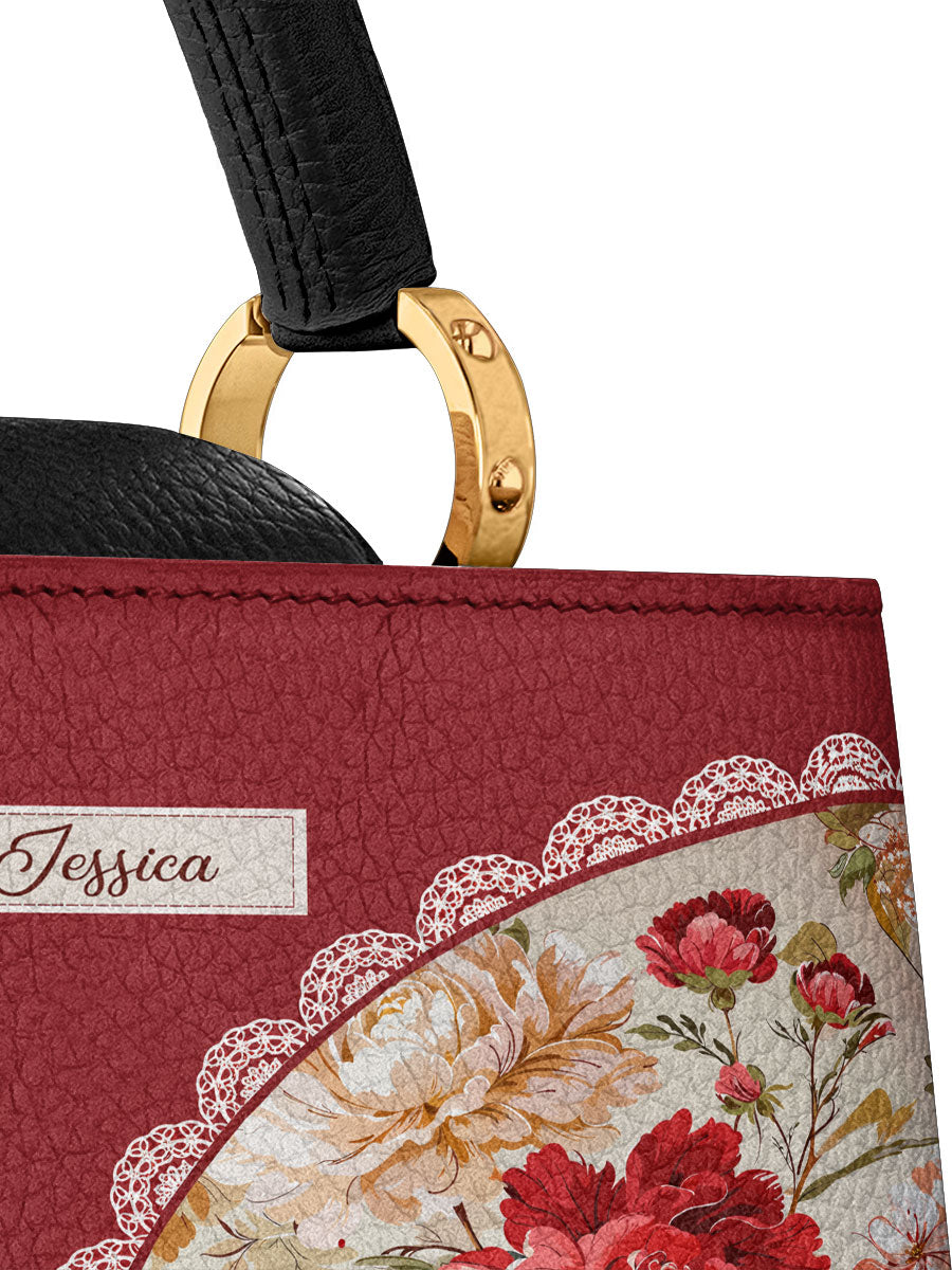 Divina Blooming With Faith Personalized Leather Satchel Bag