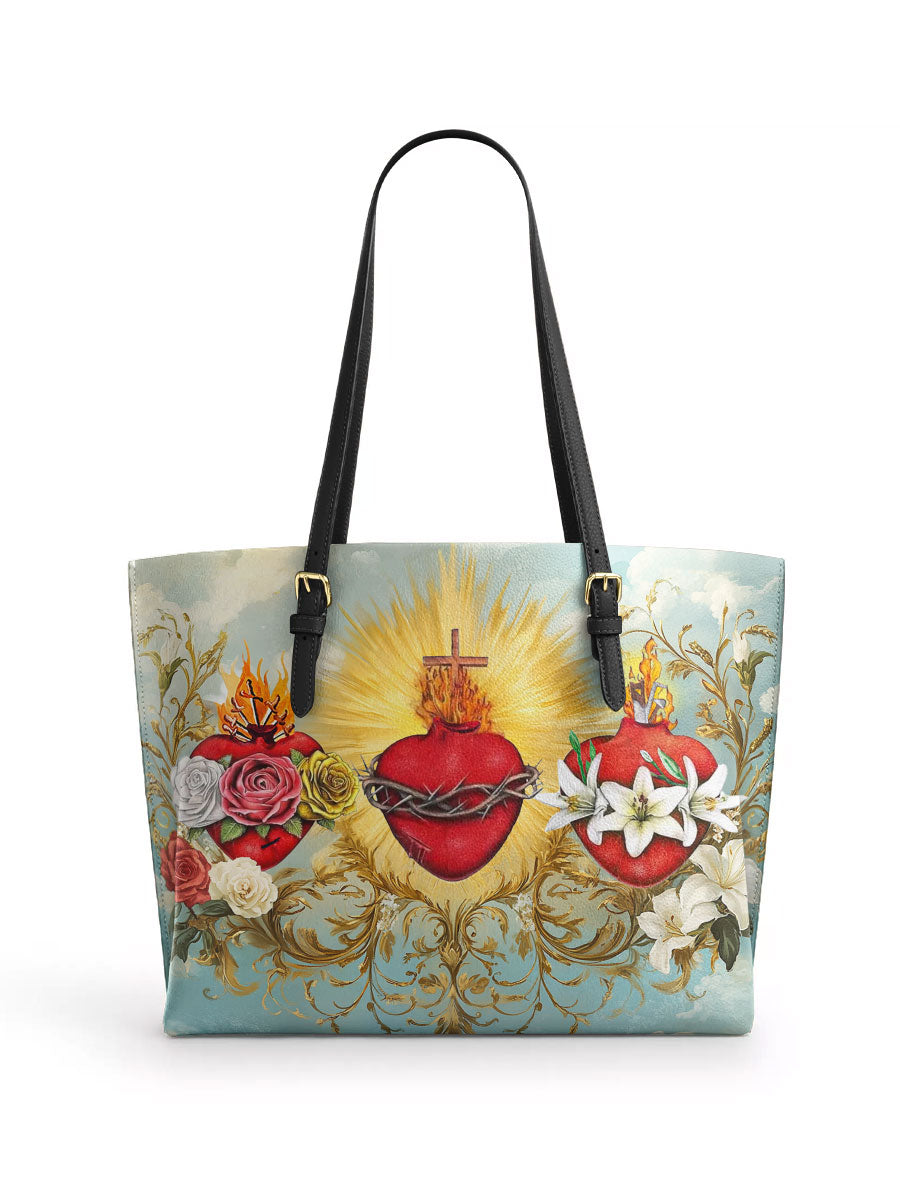 Divina Trinity of Love Leather Tote Bag