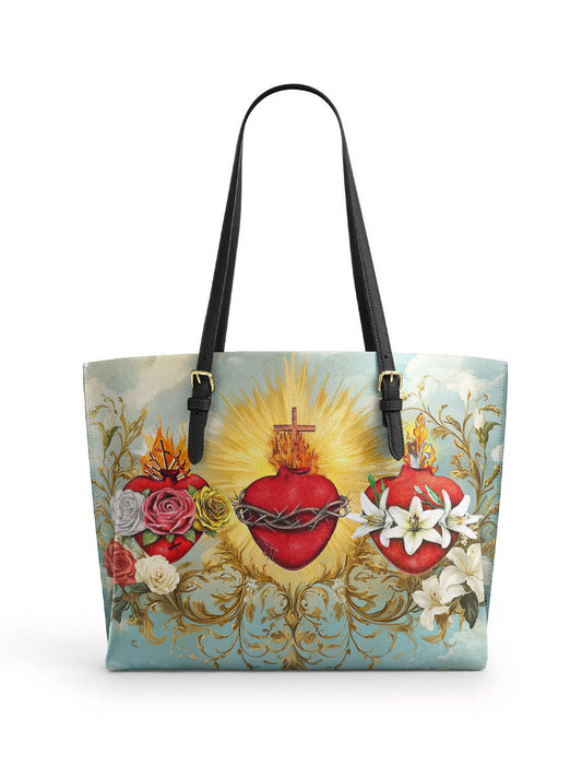 Divina Trinity of Love Leather Tote Bag