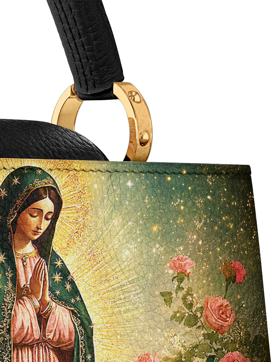 Divina Roses of Guadalupe Leather Satchel Bag