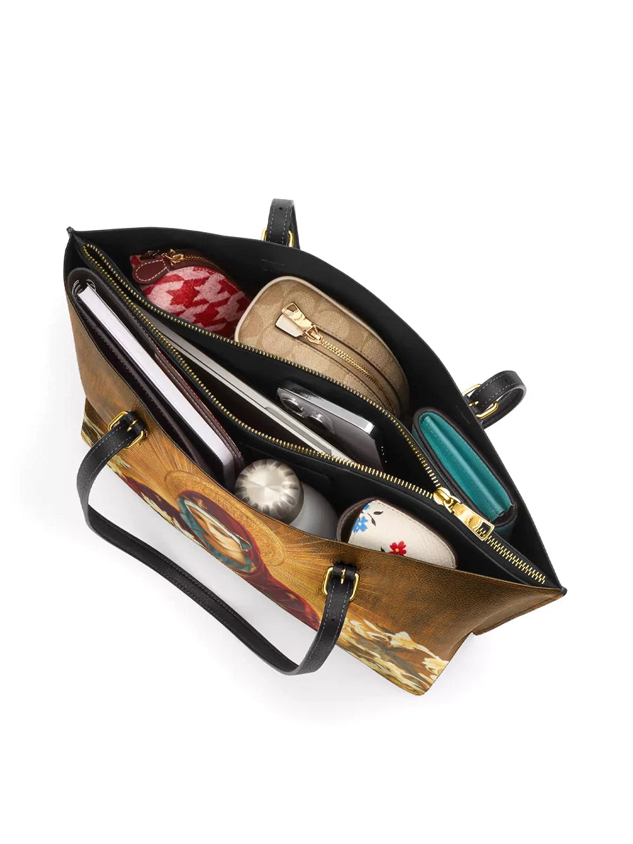 Divina The Lily Of Purity Leather Tote Bag