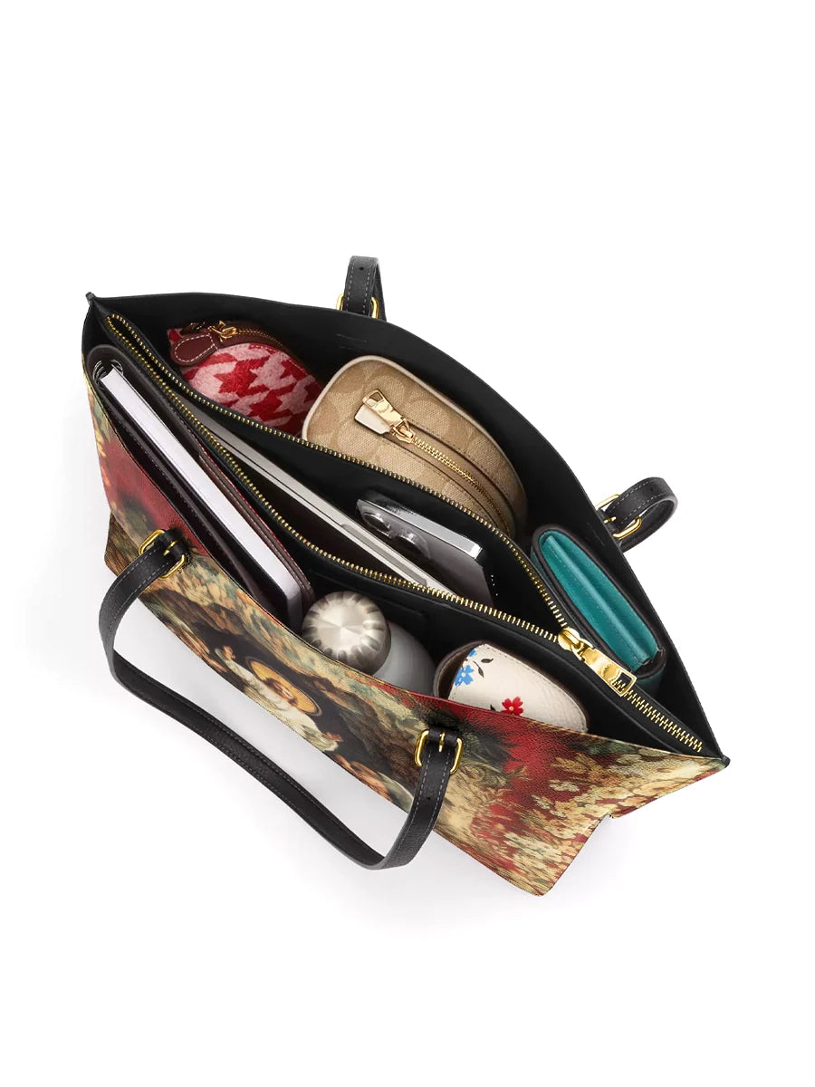 Divina In God We Trust Leather Tote Bag