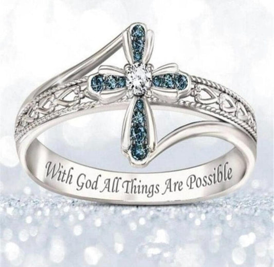 "With God All Things Are Possible" Handmade Christian Ring by Divina