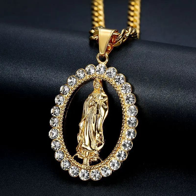 Handmade Virgin Mary Pendant in Stainless Steel by Divina
