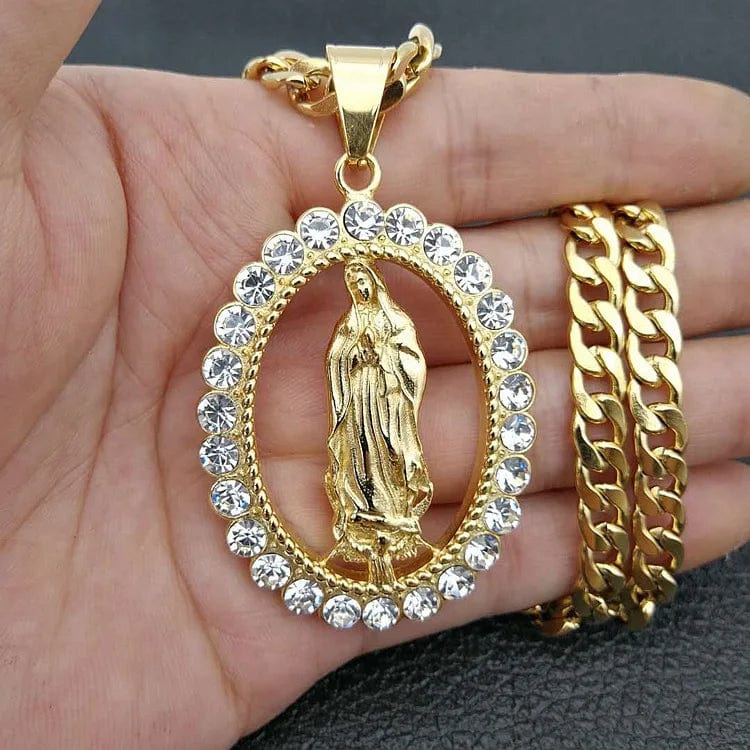 Handmade Virgin Mary Pendant in Stainless Steel by Divina