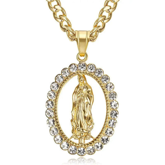 Handmade Virgin Mary Pendant in Stainless Steel by Divina