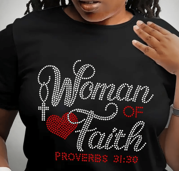 "Woman Of Faith" T-shirt with Rhinestones by Divina