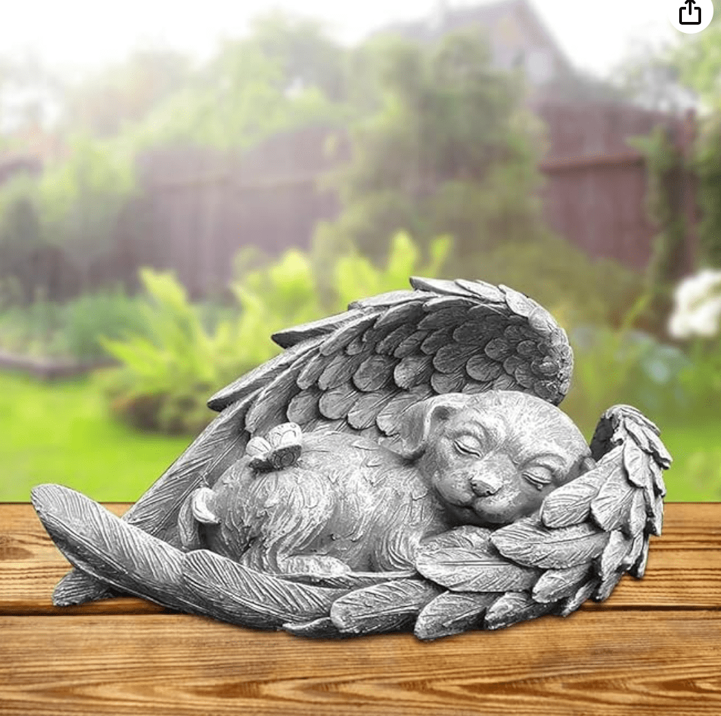 Angel Dog & Cat Resin Garden Decoration by Divina