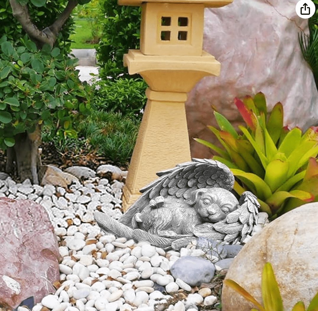 Angel Dog & Cat Resin Garden Decoration by Divina