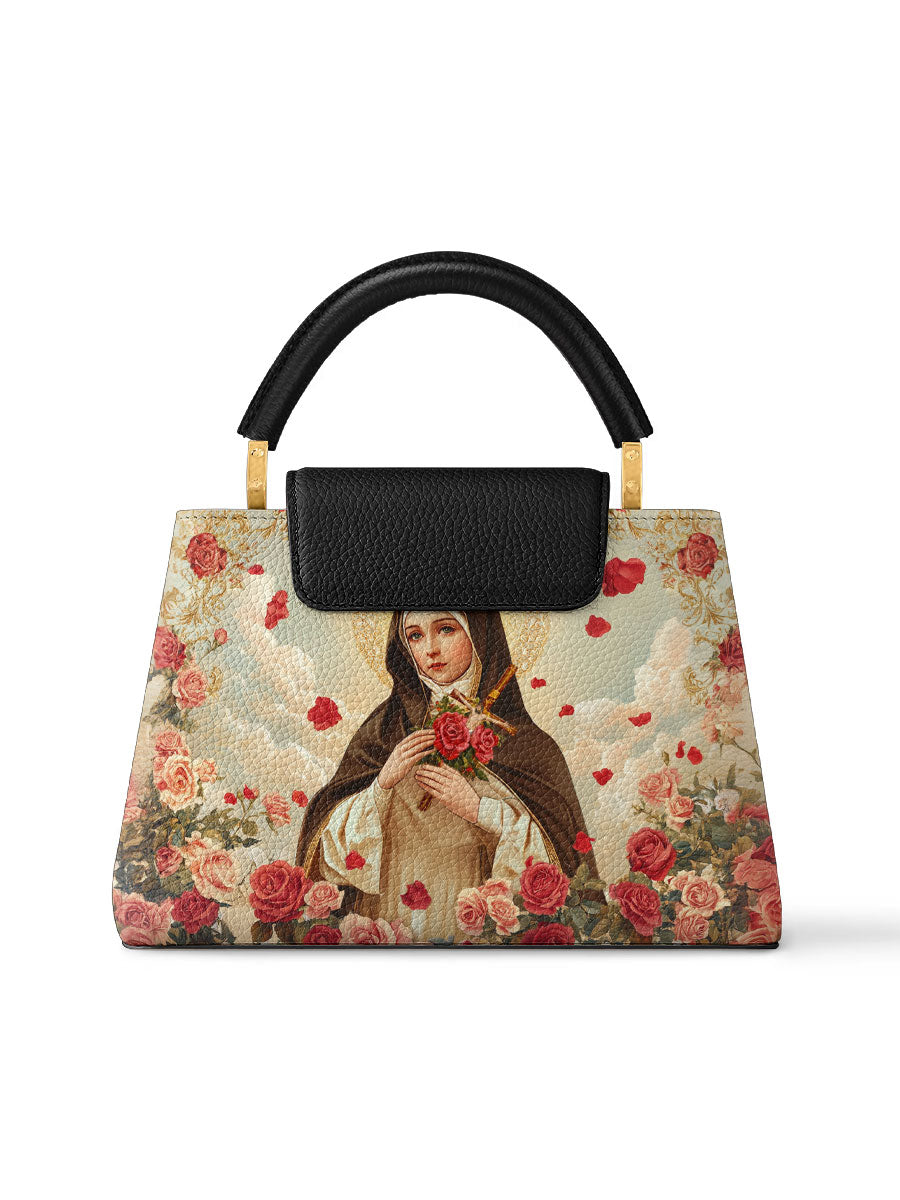 Divina Little Flower Elegance Leather Satchel Bag