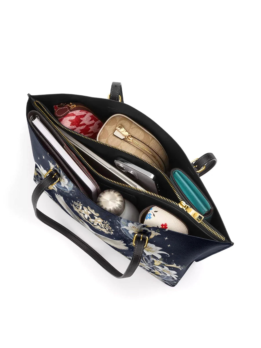 Divina The Holy Spirit and Lily Devotional Leather Tote Bag