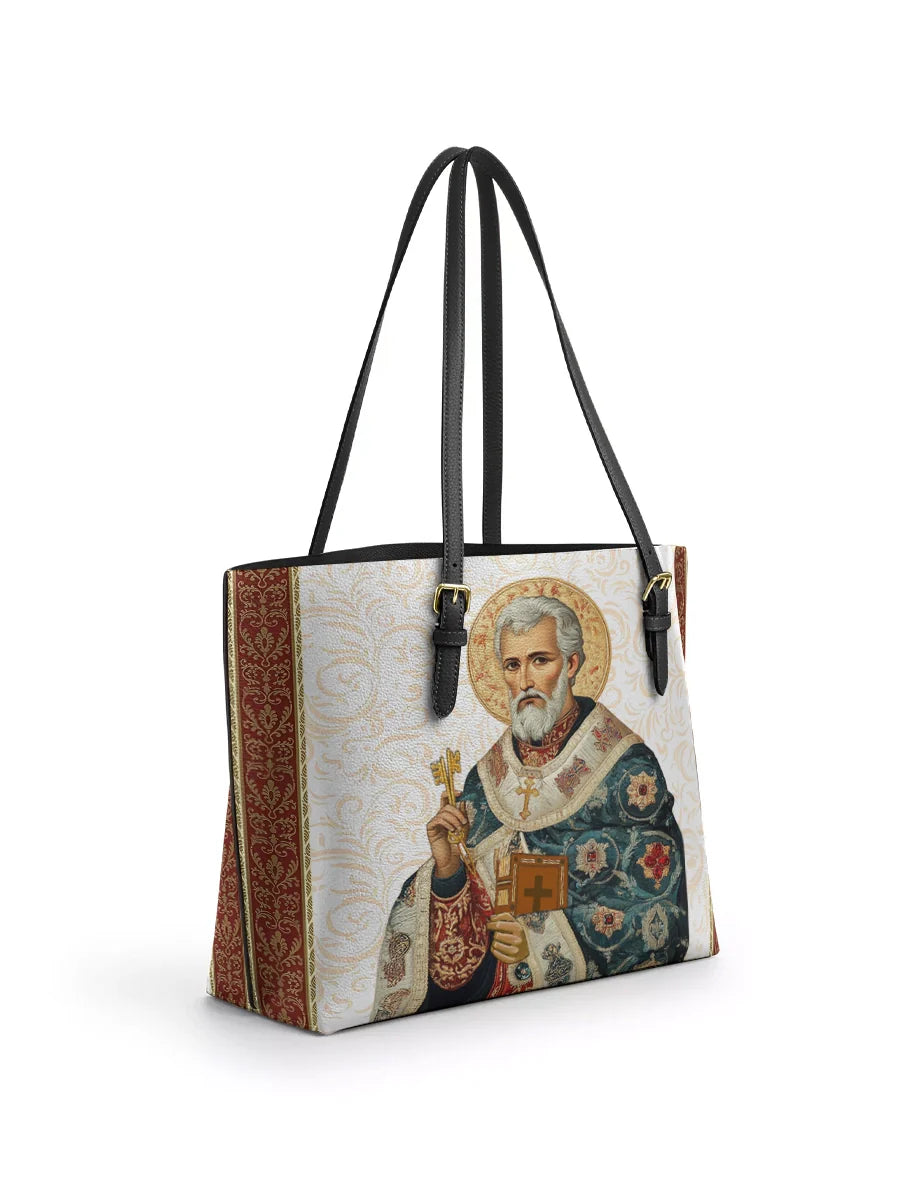 Divina Saint Peter Reverence Leather Tote Bag