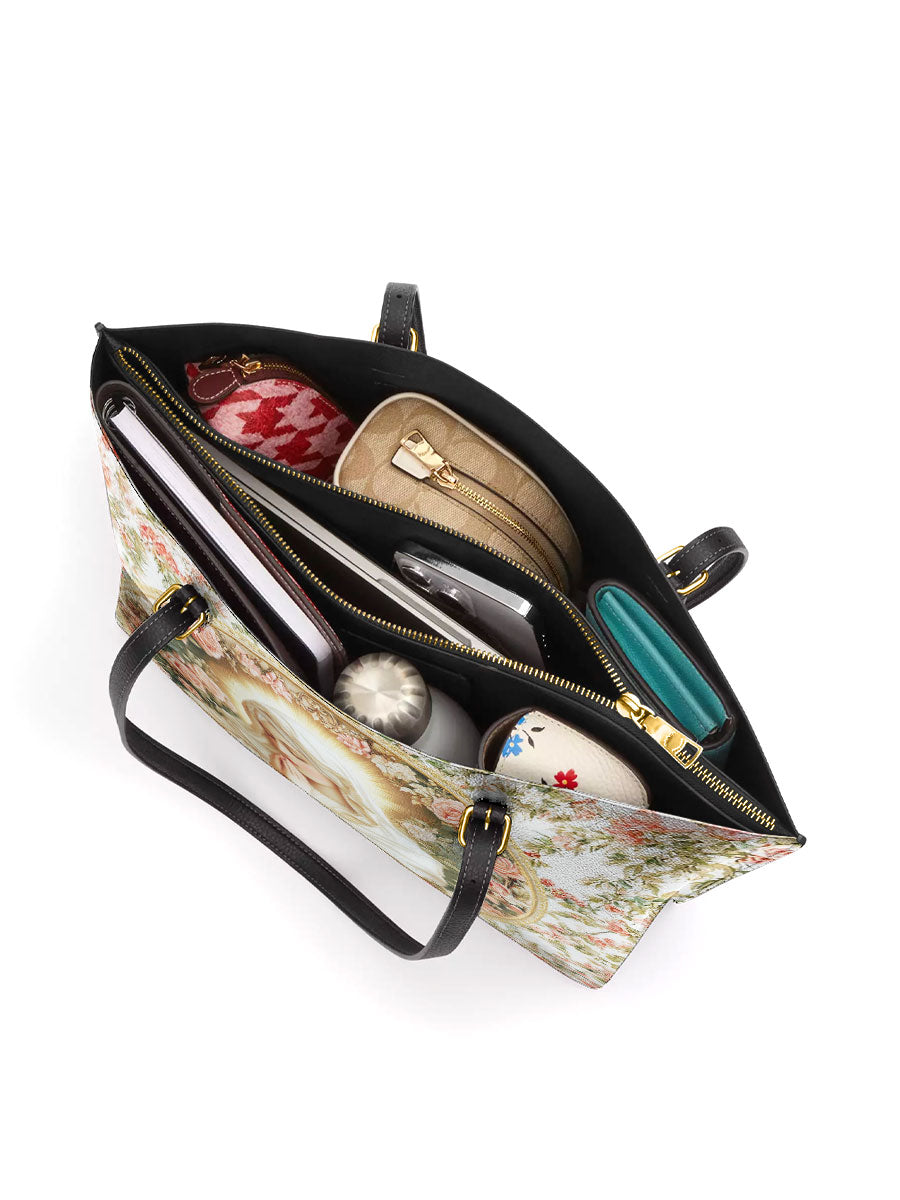 Divina Virgin Mary's Grace Leather Tote Bag