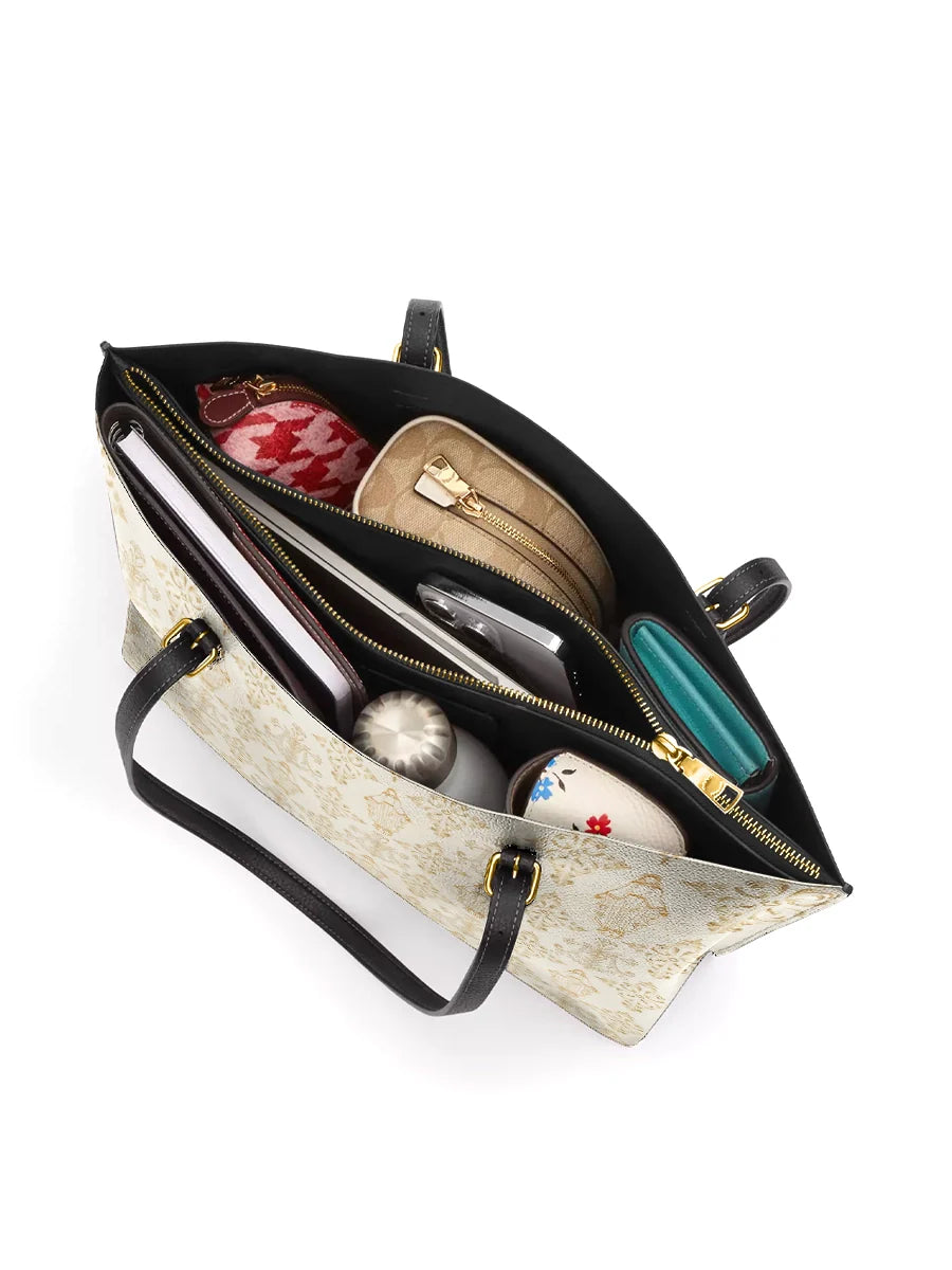 Divina The Ave Maria Pattern Leather Tote Bag