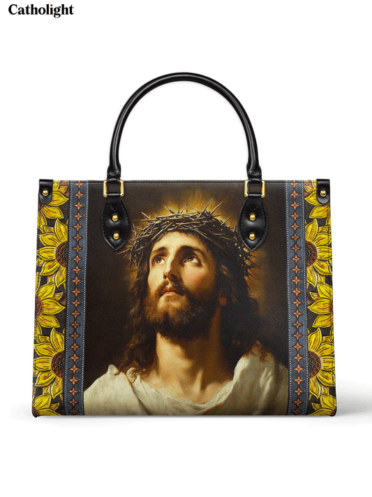 Divina  Crown of Thorns and Sunflower Grace Leather Bag