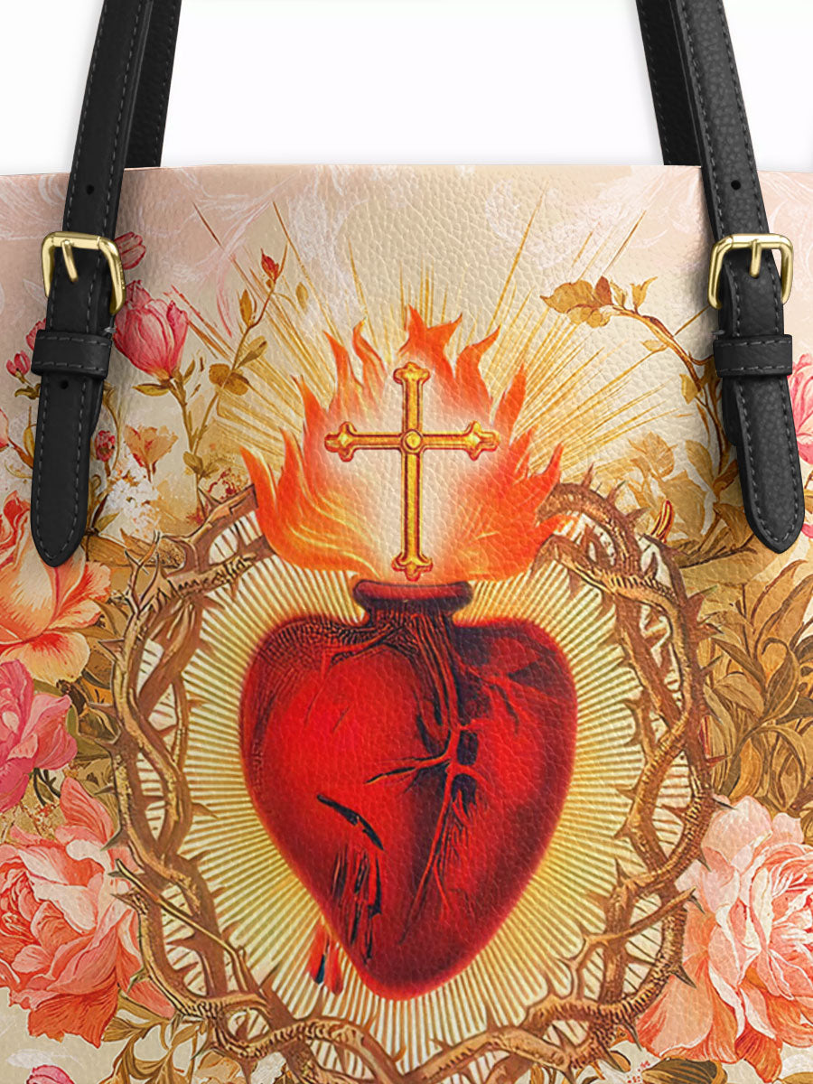 Divina Sacred Heart of Grace Leather Tote Bag