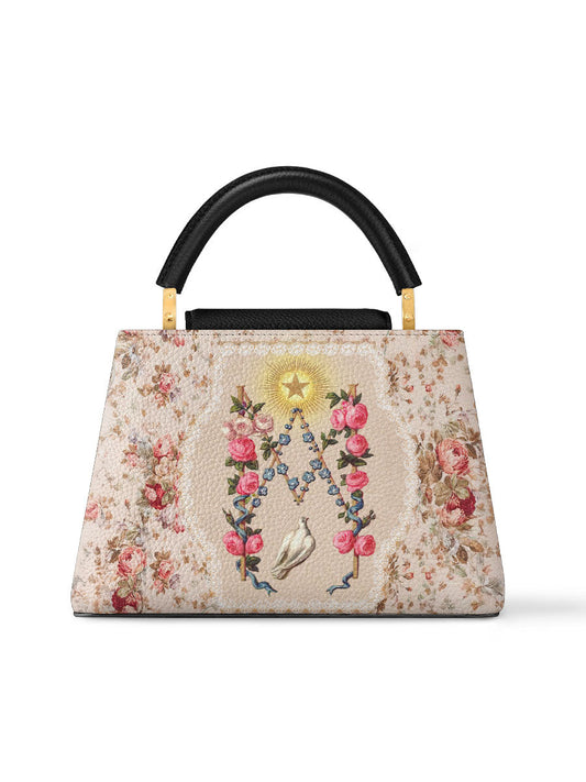 Divina Roses of the Rosary Leather Satchel Bag